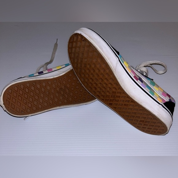 Vans Multi Colored Checkered Skate Athletic Shoes Unisex Missy Old Skool Sz. 5.5 - Picture 7 of 9